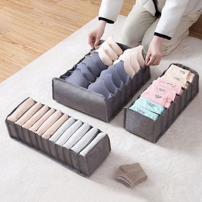 Boîte de rangement de sous-vêtements, soutien-gorge, chaussettes, cravates, pliable et lavable