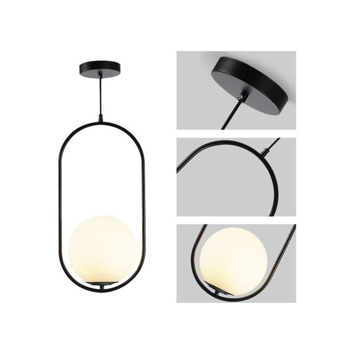 lustre suspendu noir boule verre