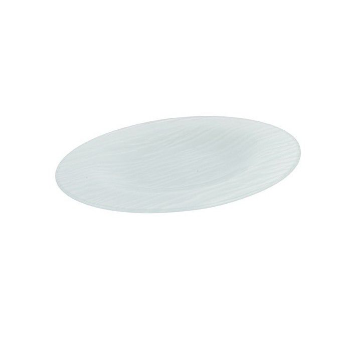 Assiette - N/A - Oval - Verre blanc givré - 20 cm - Design contemporain