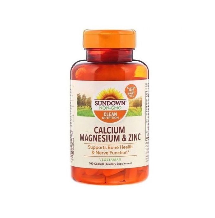 Sundown Naturals Calcium, Magnésium & Zinc, 100 Caplets - Made in USA