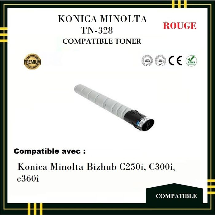 Toner - KONICA MINOLTA - TN 328 - Rouge - Compatible Bizhub C250i, C300i, C360i -