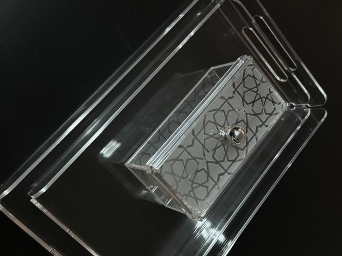 BOITE ET PLATEAU - PERPLEX - Ensemble 3 Boites Plexiglas - Transparent - Dimensions 8x9cm et 19x9cm