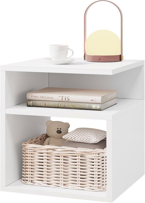 Table de Chevet avec 2 Compartiments Ouverts, coiffeuse, Table de Nuit Design Simple