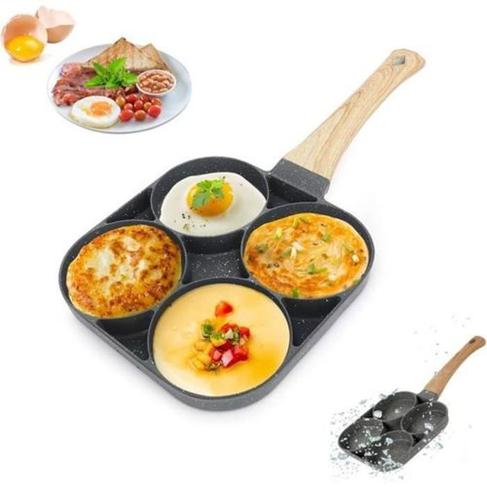 Poêle à Crêpes 4 Trous, Petite Poêle à Induction Antiadhésive pour Omelette,Moule à Crêpes
