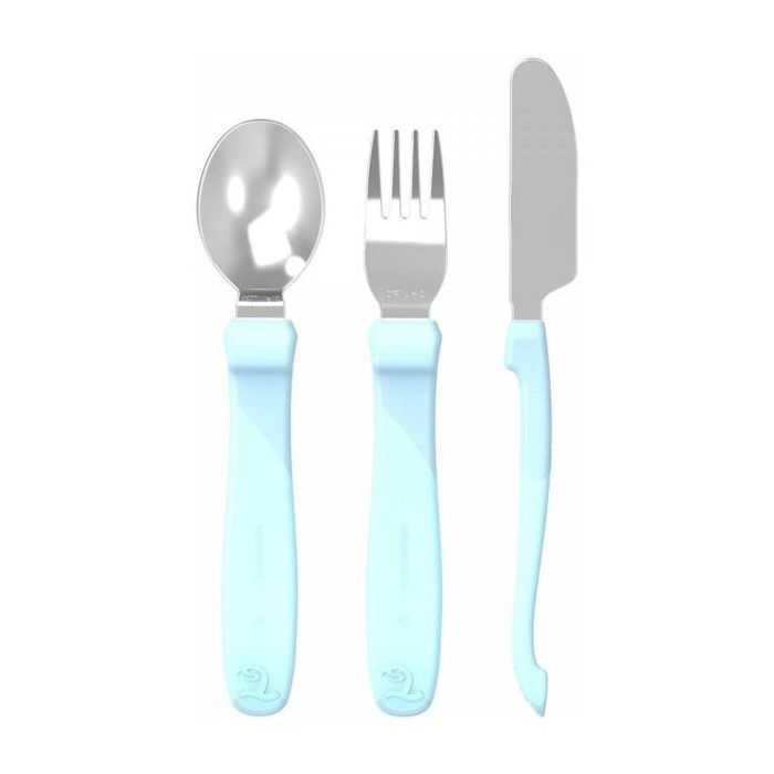 Couverts d'apprentissage en acier - Bleu