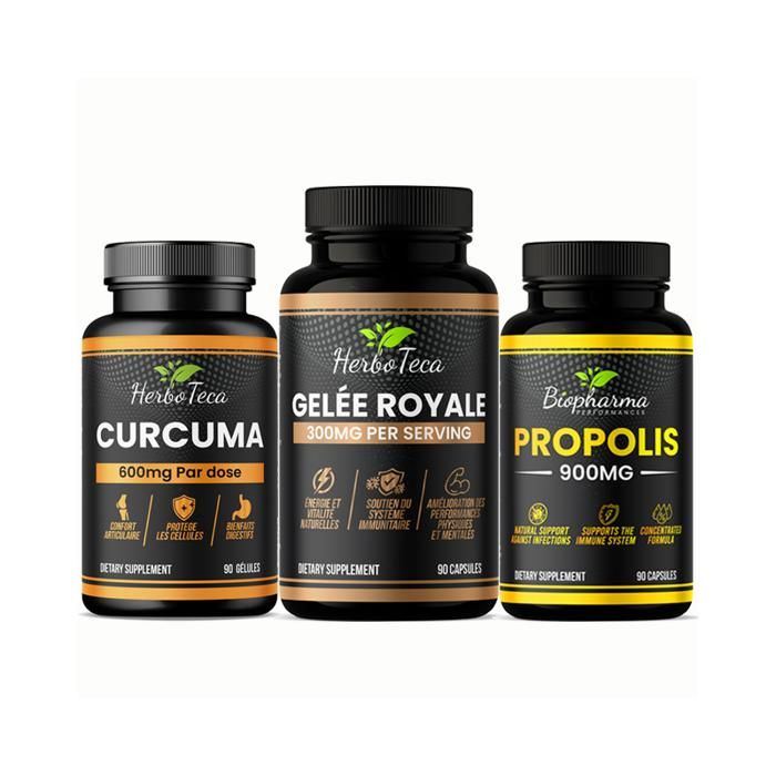 Pack Immunité & Vitalité – Curcuma + Gelée Royale + Propolis