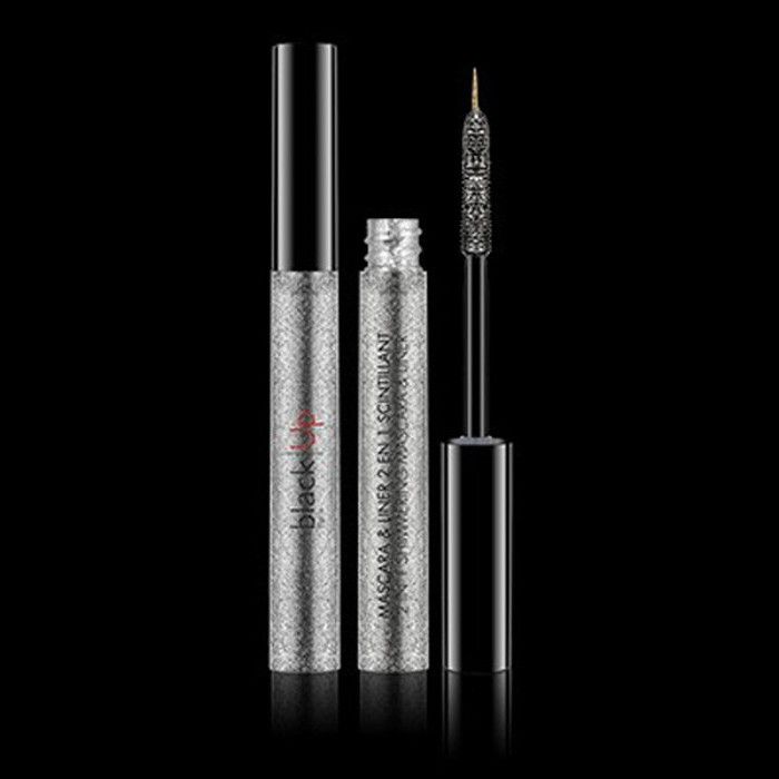 Mascara & Liner 2en1 - BLACK UP - Scintillant - Couleur Argent - Effet Glamour - Facile à Appliquer