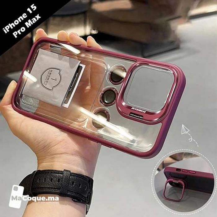 Coque de téléphone - BORDEAU - iPhone 15 Pro Max - Support Vidéo Invisible - Protection Antichoc - Design Slim