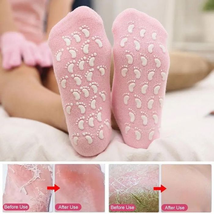 Chaussettes réutilisable en gel, chaussettes en silicone, hydratantes, exfoliantes, enlever peau morte, soin pieds secs