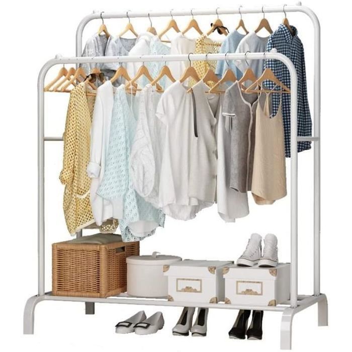 Porte-manteau et vêtements mobile double, Rangement des Boîtes mobile