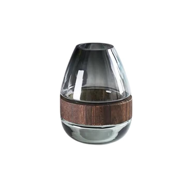Vase décoratif - BROWNIE - Verre gris - 29.5x17 cm - Style contemporain - Design moderne