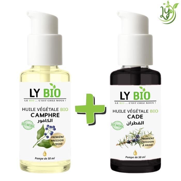 Pack Huile Camphrée et Cade - LYBIO - 50ml - Soin Cuir Chevelu - Apaisant - Tonifiant