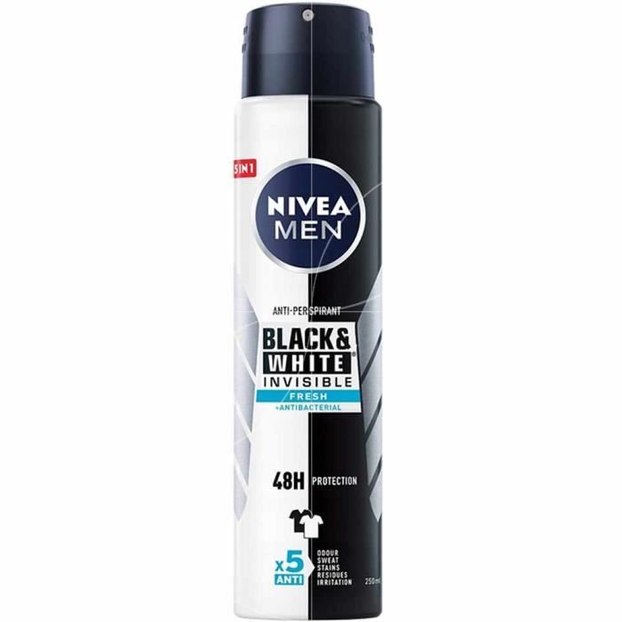 men Déodorant invisible fresh Black & White 48h 200 ml