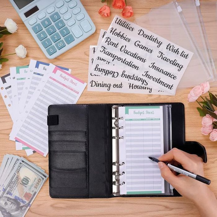 Carnet de notes A6 à feuilles mobiles,planificateur de Budget, enveloppe d'épargne d'argent,6 trous