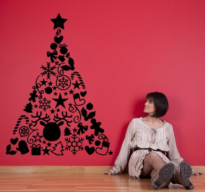 sticker sapin noel pyramide Décoration vinyle Déco Autocollant