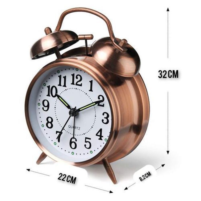Classique Silencieux Double Cloche Réveil Temps Mouvement 32 cm/hauteur