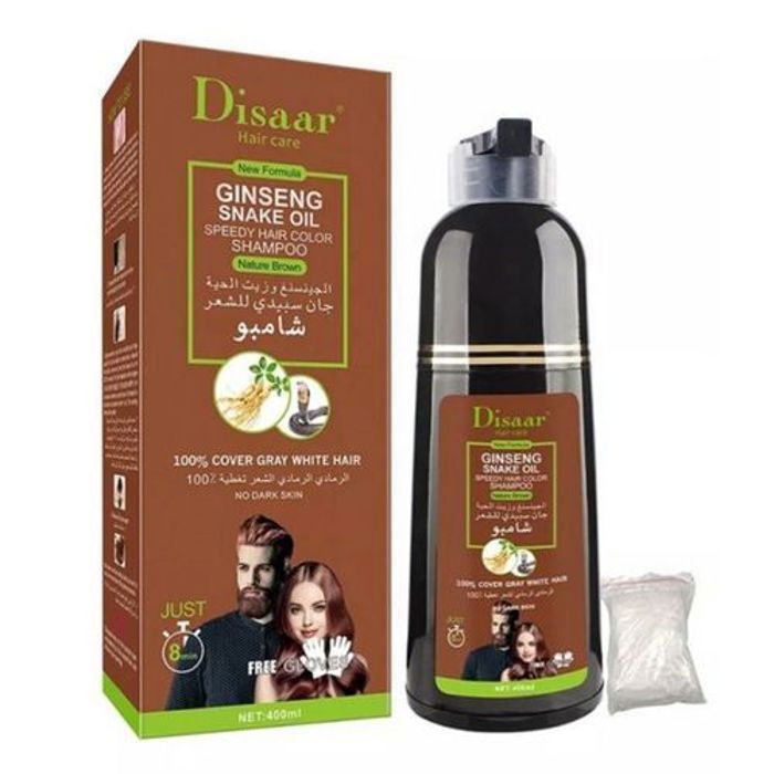 Shampooing Colorant - DISAAR - Marron - Ginseng - Huile de serpent - 400 ml