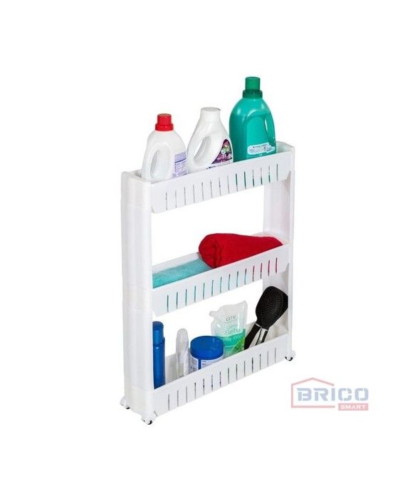 Meuble de rangement - Blanc - 4 niveaux - Multifonctionnel - À roulettes - Stable et solide
