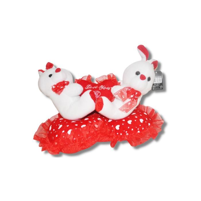 Peluche - Twins - Lapin Coeur Rouge/Blanc - Doux - Mixte - Bébé