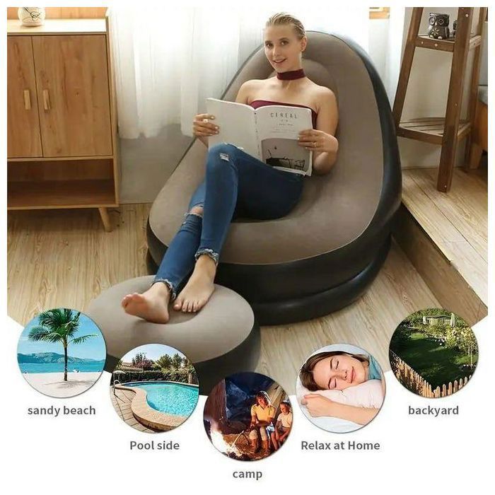 Fauteuil gonflable - GENERIC - Confortable - Repose-pieds séparé - Intérieur et extérieur - Design élégant