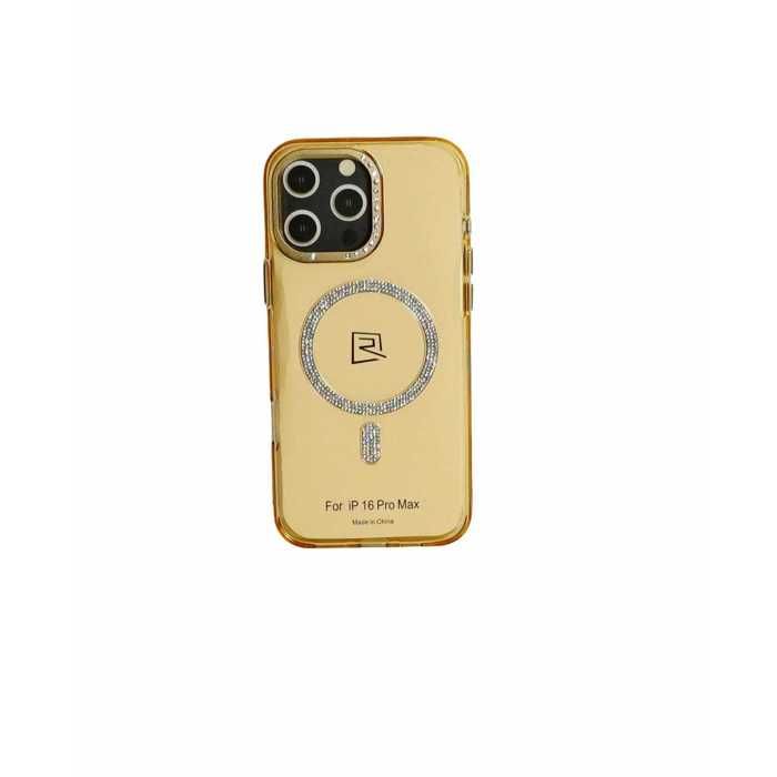 Coque Transparente Dorée avec Strass pour iPhone 16 Pro Max – Élégance & Protection