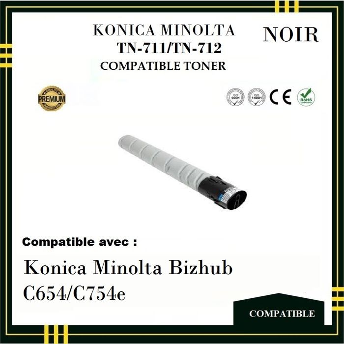 Toner - KONICA MINOLTA - TN 711 / TN 712 - Noir - Compatible -