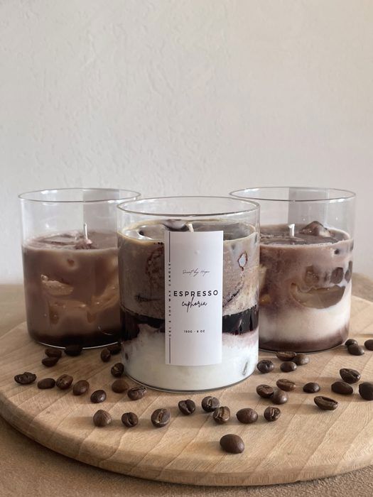 Bougie - Gourmande - Café Glacé - Cire de soja - Cire gel - Coulée à la main