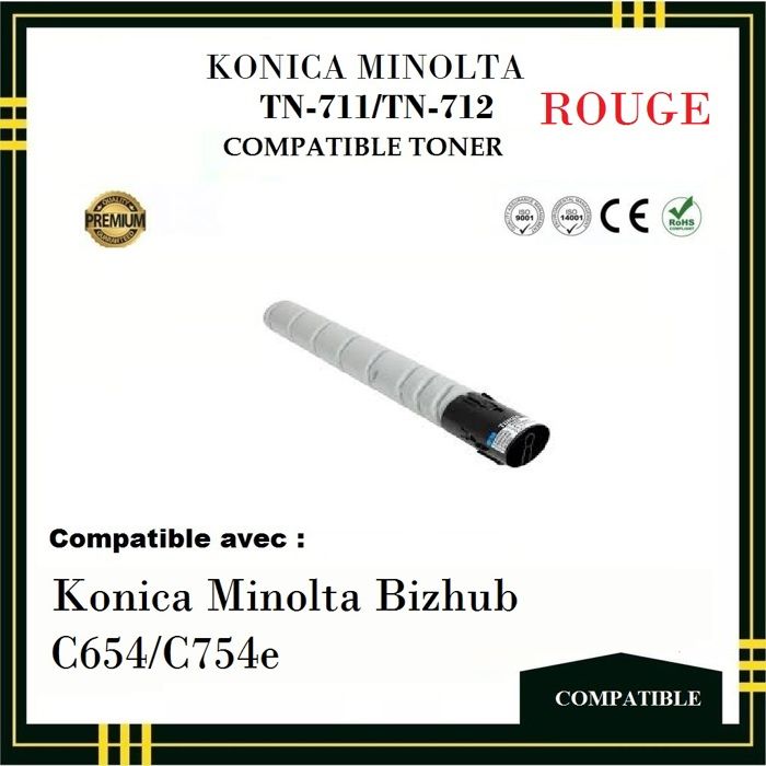 Toner - KONICA MINOLTA - TN 711 / TN 712 - Rouge - Compatible -