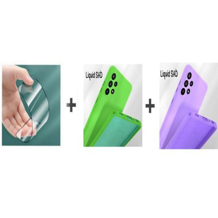 Coque de téléphone - GÉNÉRIQUE - Samsung A53 - Silicone Souple - Mauve et Vert Foncé - Protection Incassable