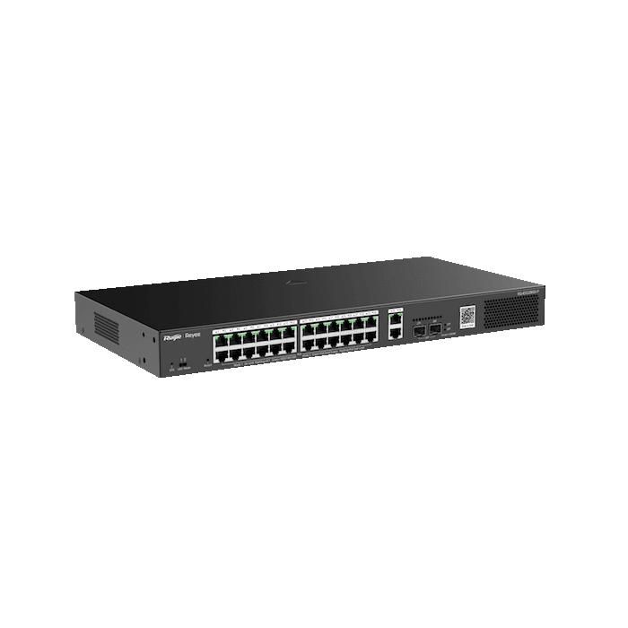 switch managé intelligent à 28 ports Gigabit, dont 24 ports PoE+ (jusqu’à 30W par port)