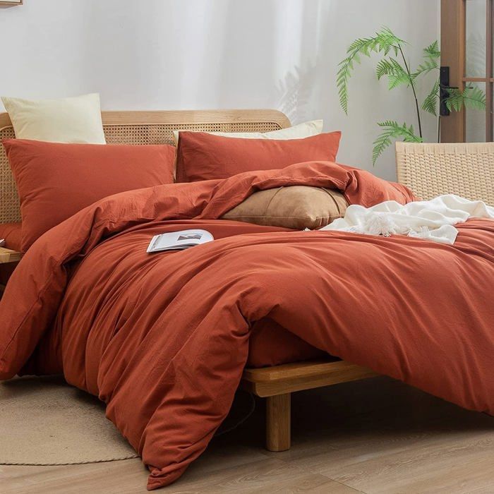 Housse de couette - Dwirty - Orange brique - 240x260cm - 100% Microfibre - Anti-allergique