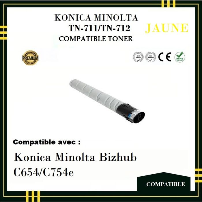 Toner Compatible - KONICA MINOLTA - TN 711 / TN 712 - Jaune -  - Laser