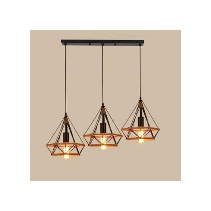 Suspension , Lustre Diamant corde 3en1 moderne , vintage , rustique E27