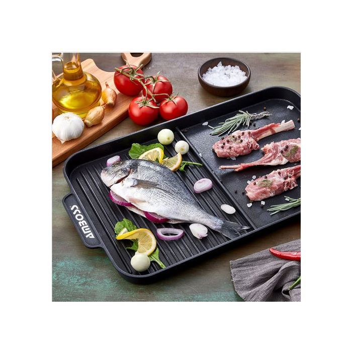 Poêle - ELIT AMBOSS - GRILL - 2 compartiments - Lave noire - Revêtement titane