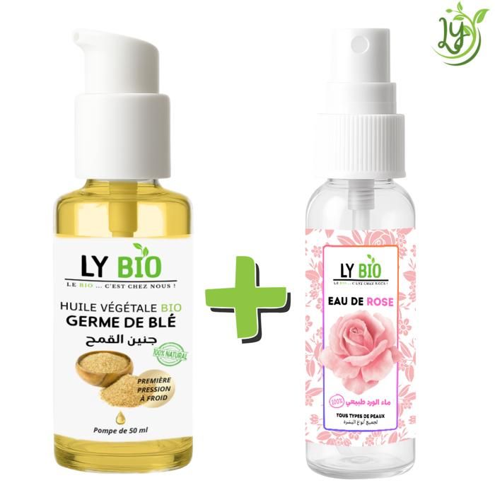 LYBIO PACK HUILE GERME DE BLE 50ML - POMPE + EAU DE ROSE 100ML