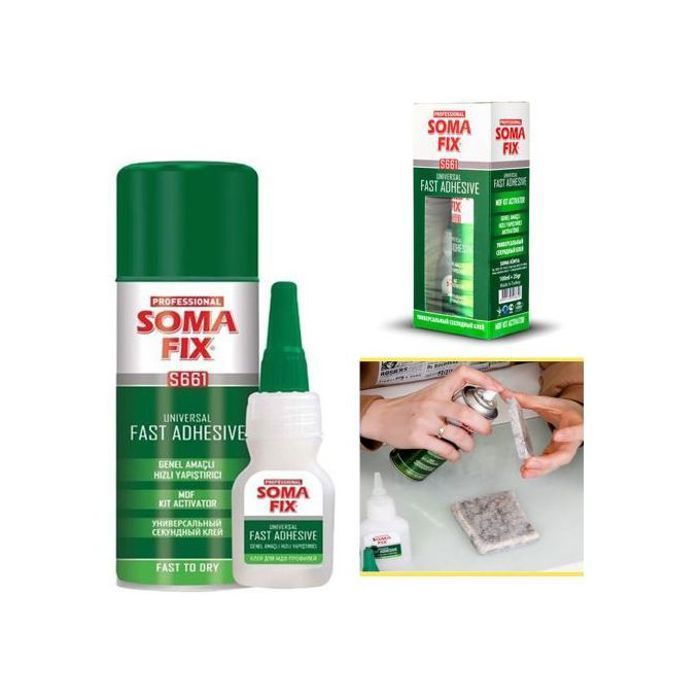 Somafix kit de colle adhésive rapide universelle avec activateur 200 ml