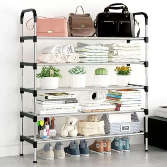Étagère à chaussures - Multicouche - 6 étagères - Anti-poussière - 56x30x95 cm - Aluminium