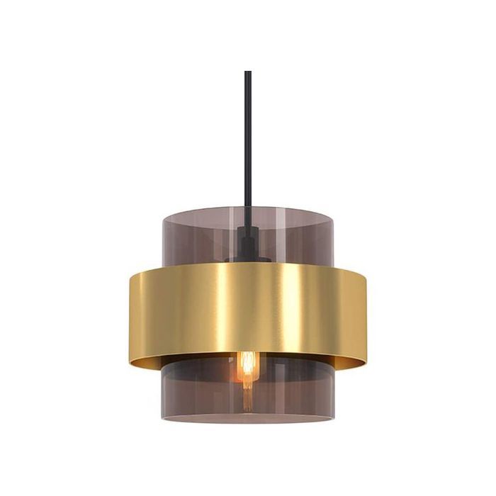 Suspension Laiton luminaire Verre miel + Ampoule G45 Offerte