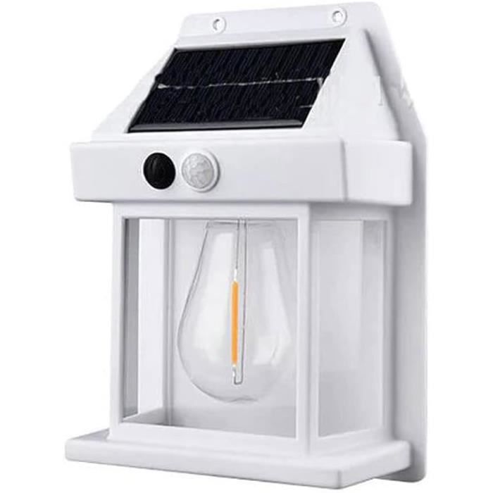 Applique Murale Solaire en Tungstène pour l'Extérieur - Lumière Solaire avec Détecteur de Mouvement - Blanc
