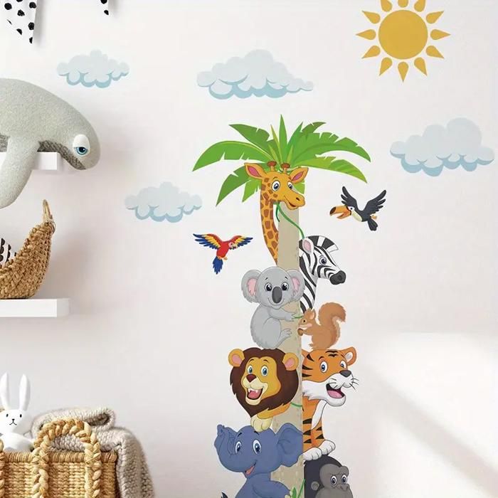Autocollant Mural - Animaux Empilés - Déco Murale Colorée - Vinyle - Chambre Enfant - Auto-Adhésif