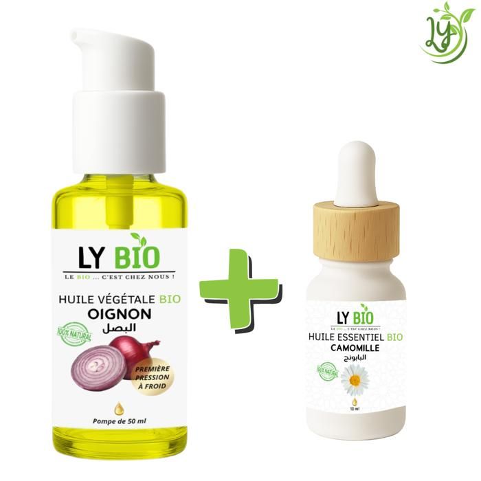 Pack de soins - LYBIO - Huile Oignon 50ml + Camomille 10ml - Cheveux tous types - Apaisant - Revitalisant