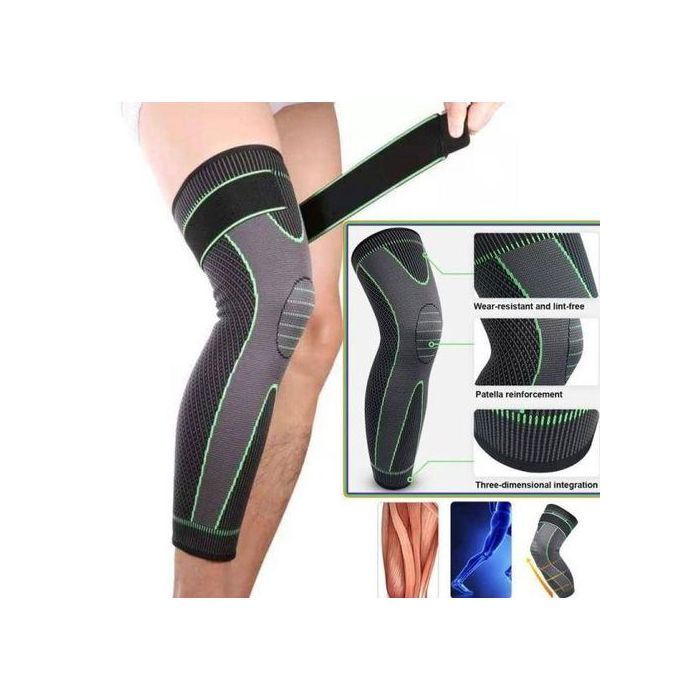 1 Genouillère de sport longues, bandage de compression antidérapant, longue bande, support de jambe