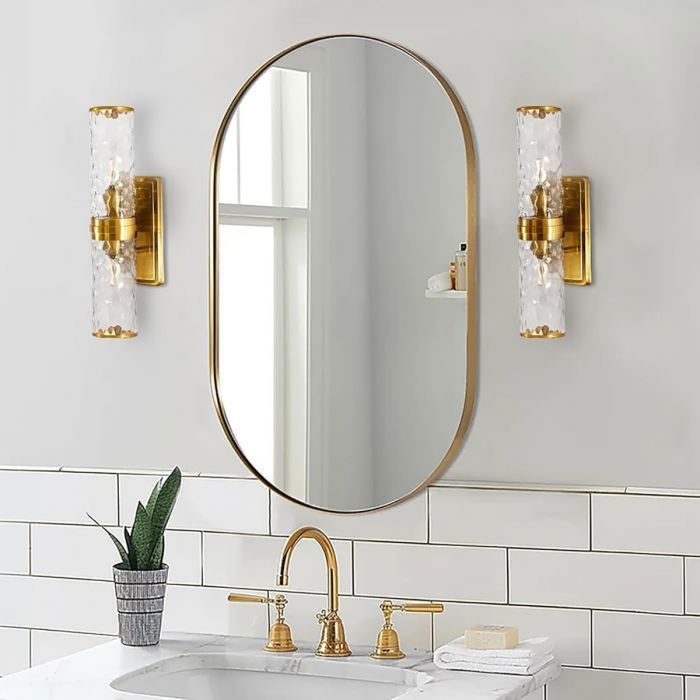 MIROIR A SUSPENDRE OVALE DORÉ 50X100CM