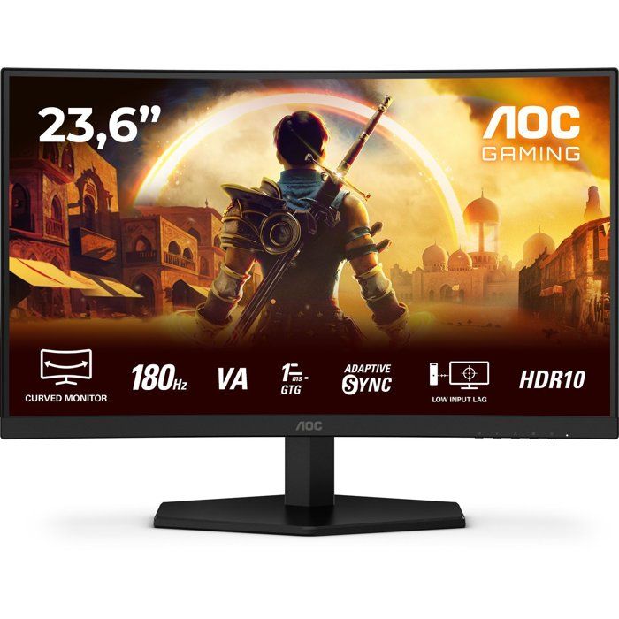 Kurvad PC-gamer skärm - AOC - 24'' - FHD - 180Hz - VA-panel - 0,5ms - C24G42E