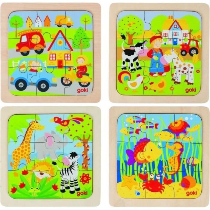 Goki - Puzzle ferme, monde sous-marin,... - Jeux Educatifs - Dès 3 ans