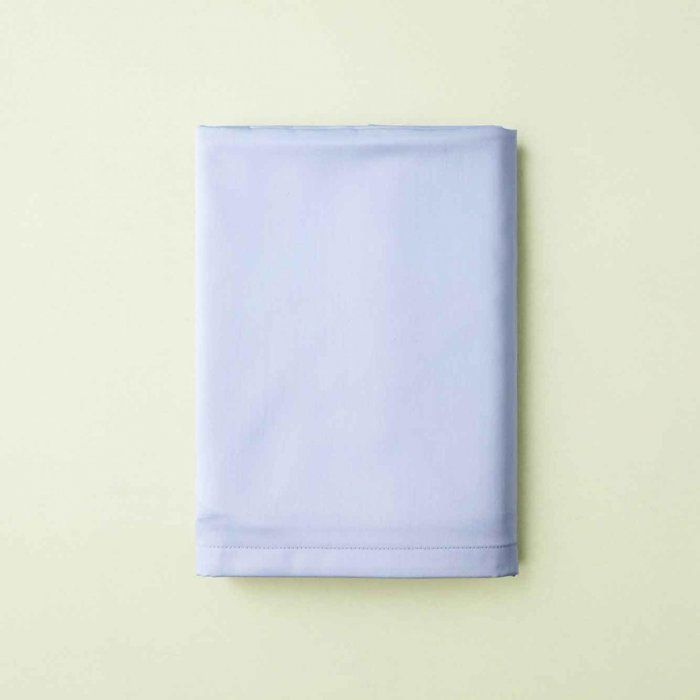 Drap-housse double en satin de coton 100% bleu clair (160x200 cm)