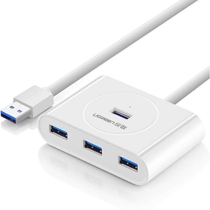 HUB USB 3.0 - Non spécifié - 1M - 4 ports - Câbles inclus - Couleur blanche