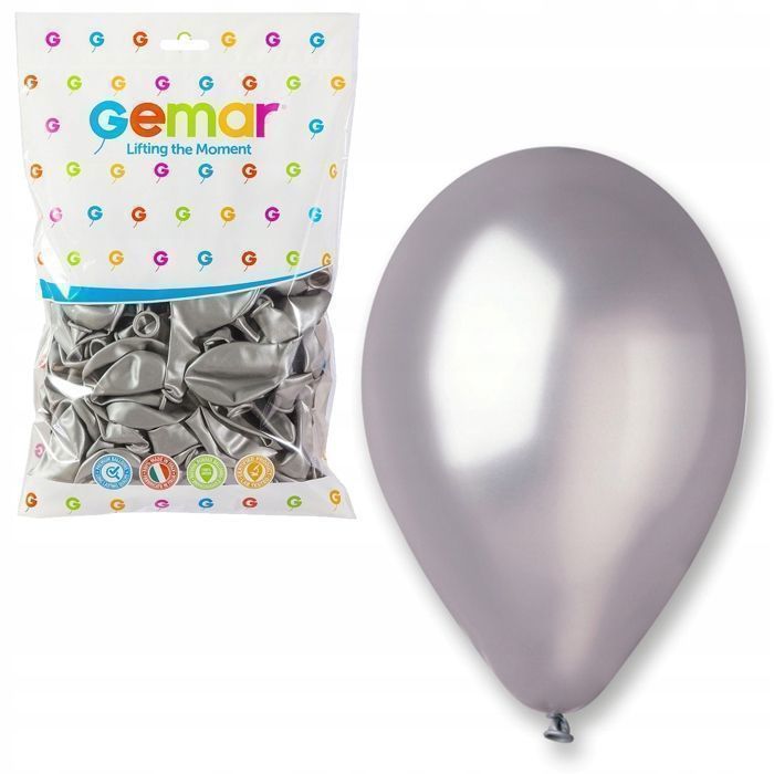 Ballons - GEMAR - Sachet de 100 - Argentés - Résistants - Faciles à gonfler