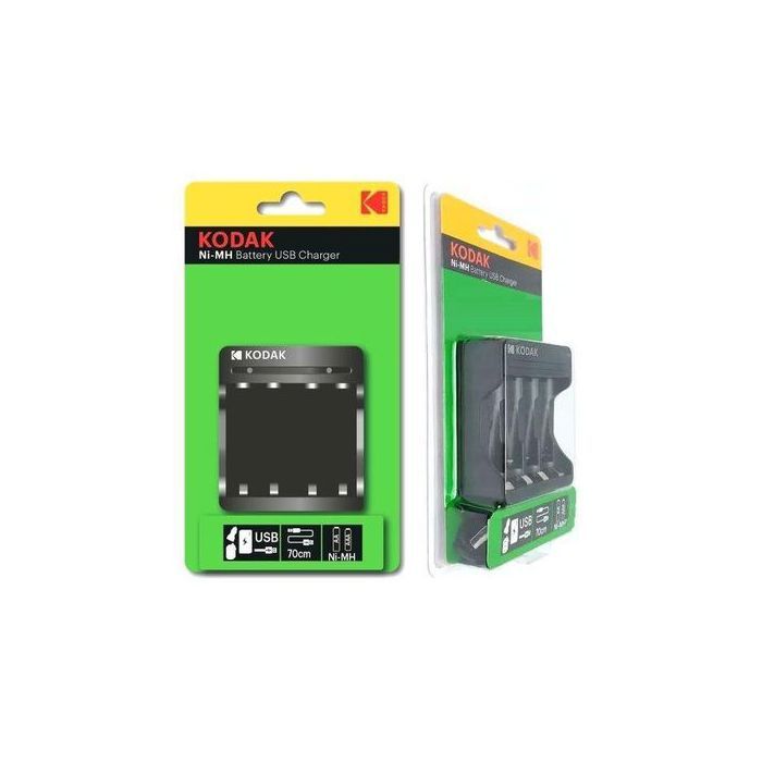 Kodak Chargeur de Batterie 4x AAA ou 4x AA pour Pile Ni-mh Rechargeable + Cable Usb