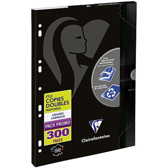 Copies doubles blanches A4 300p Seyès 90g perforées PEFC CLAIREFONTAINE